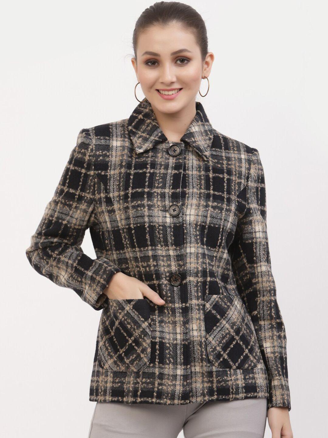 juelle women checked single-breasted overcoat