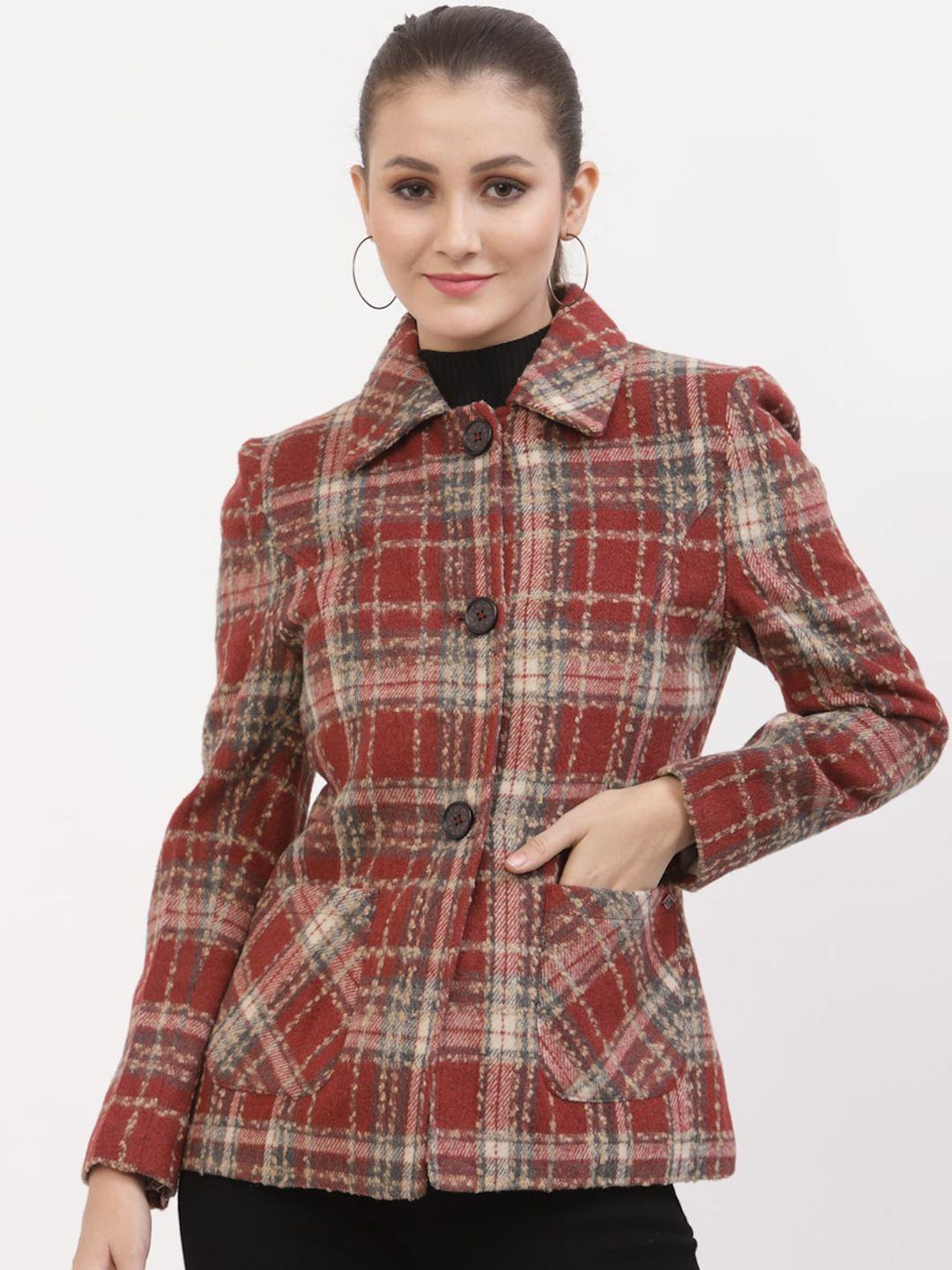 juelle women checks spread collar overcoats