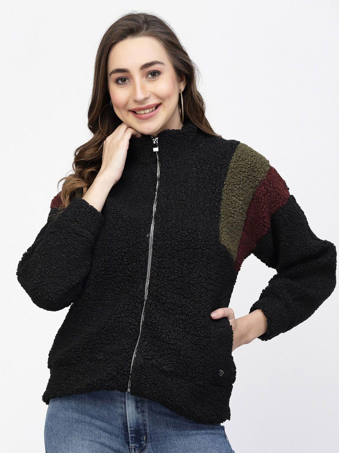 juelle women colourblocked fleece sweatshirt