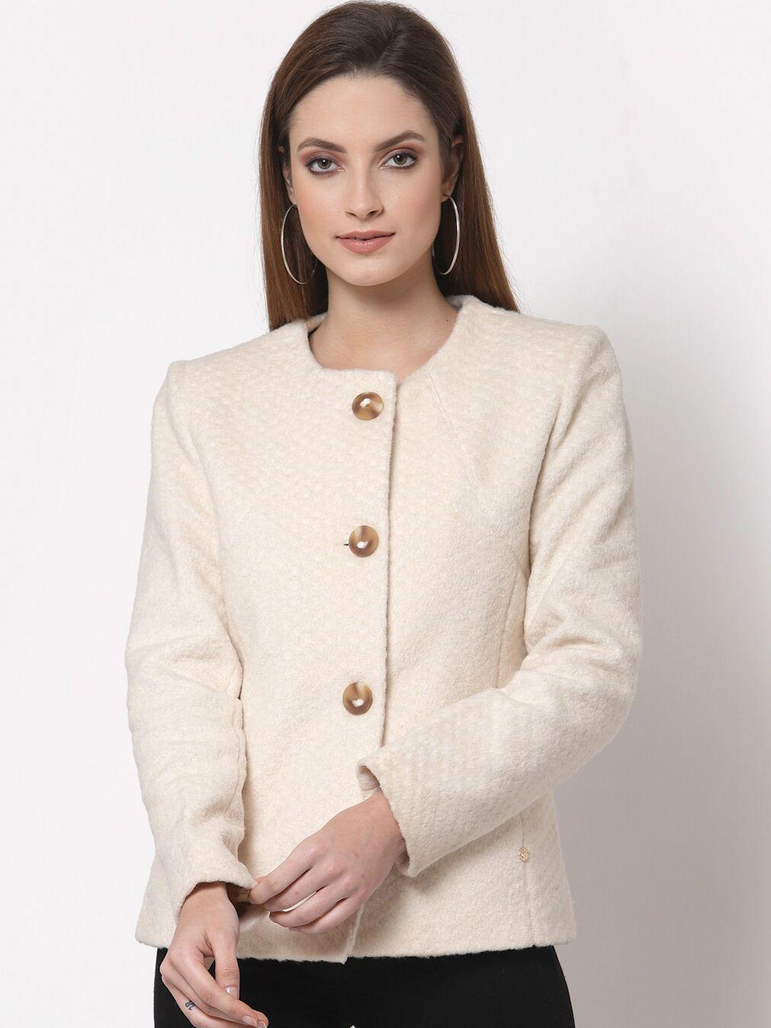 juelle women cream solid overcoat