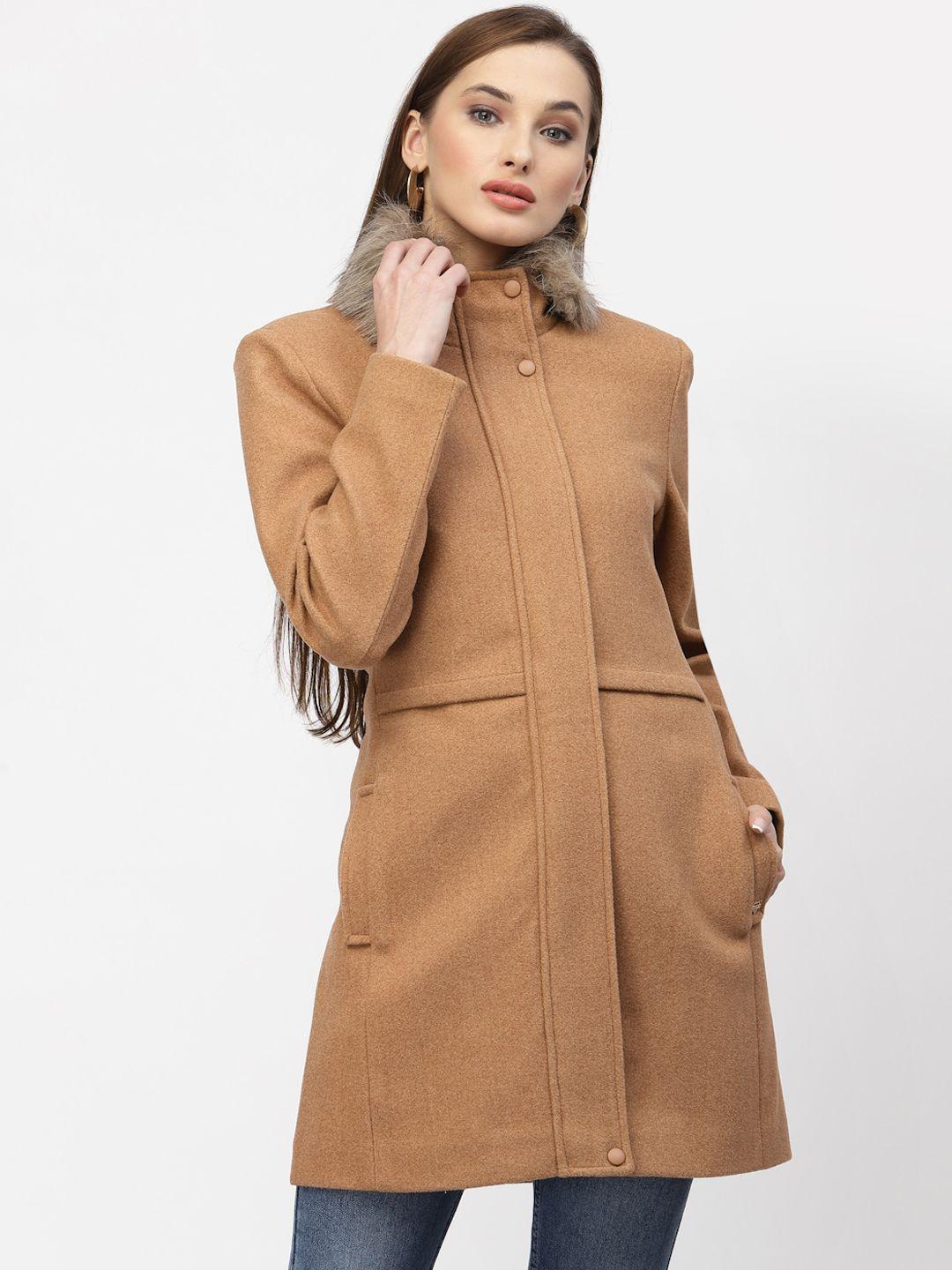 juelle women faux fur trim longline overcoats