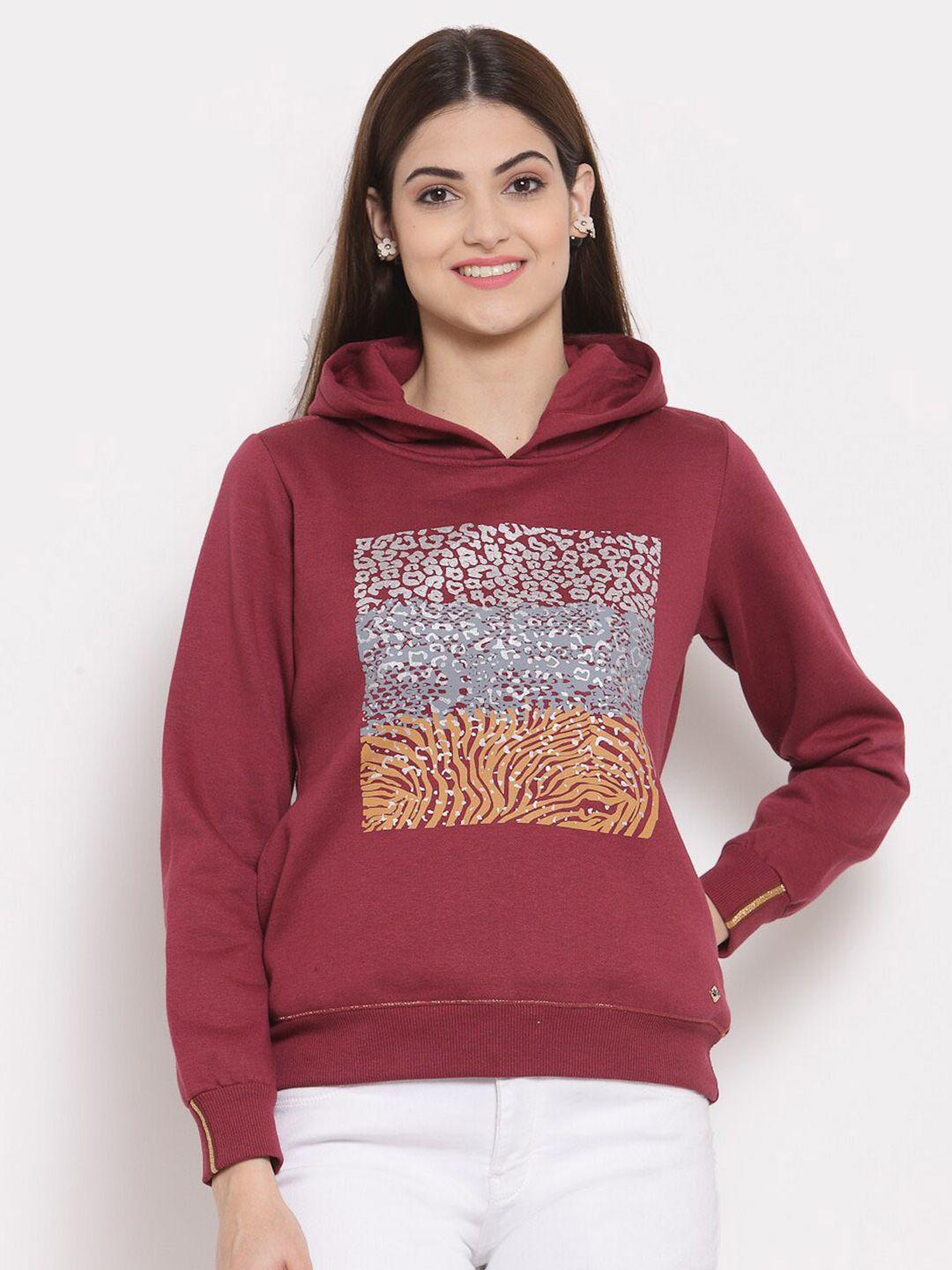 juelle women graphic printed fleece hooded sweatshirt