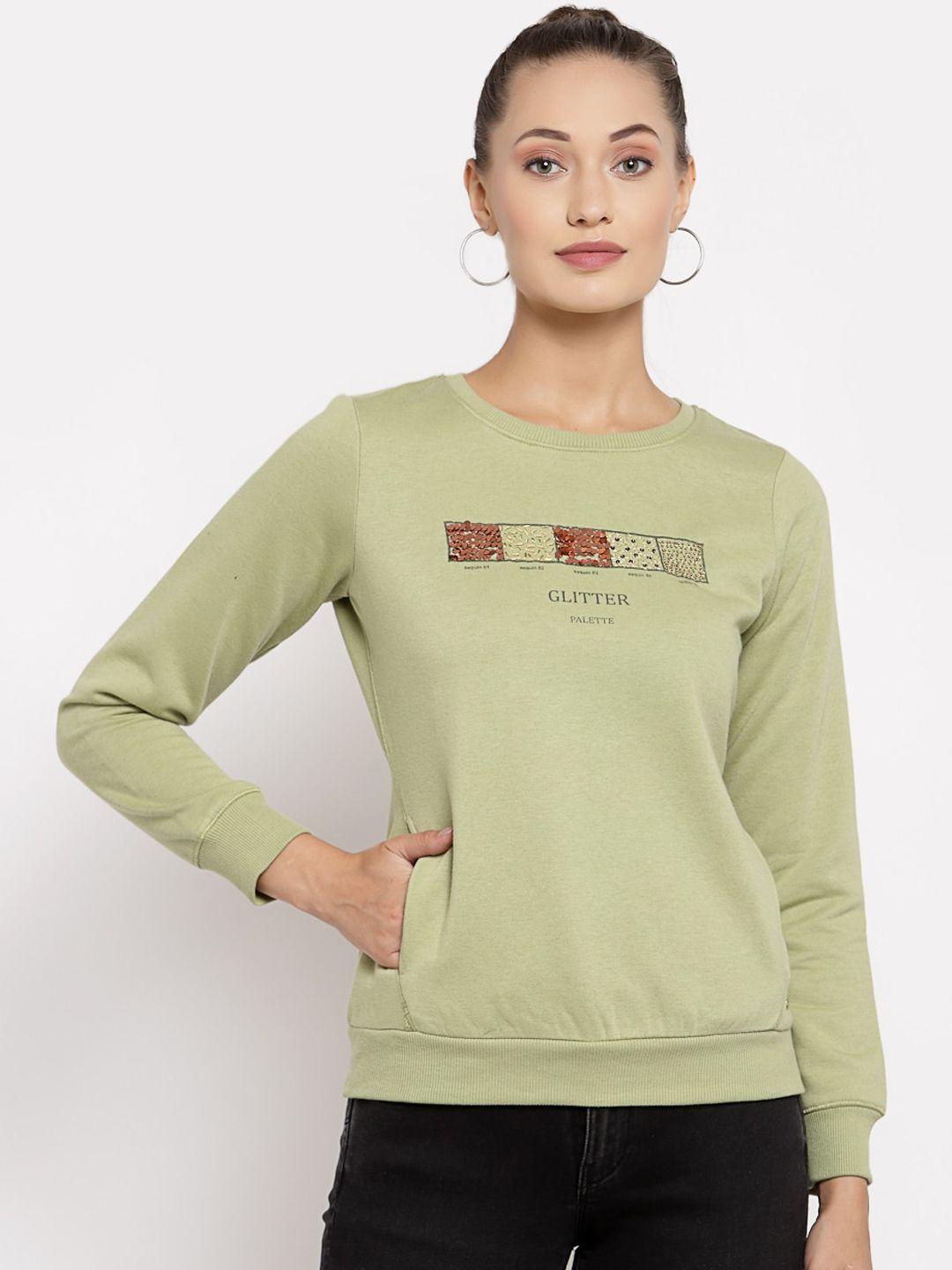 juelle women green embellished sweatshirt