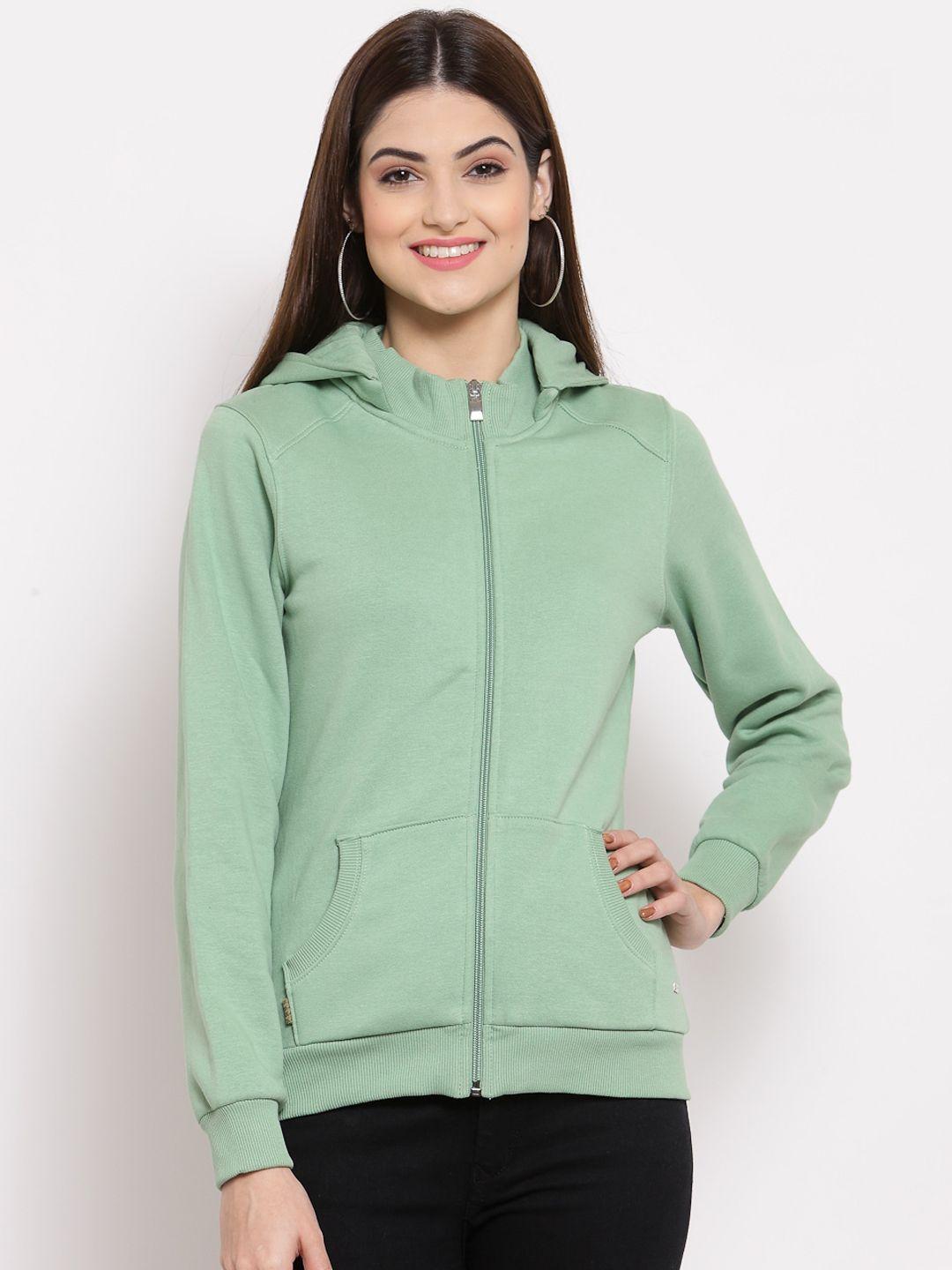 juelle women green hooded fleece sweatshirt
