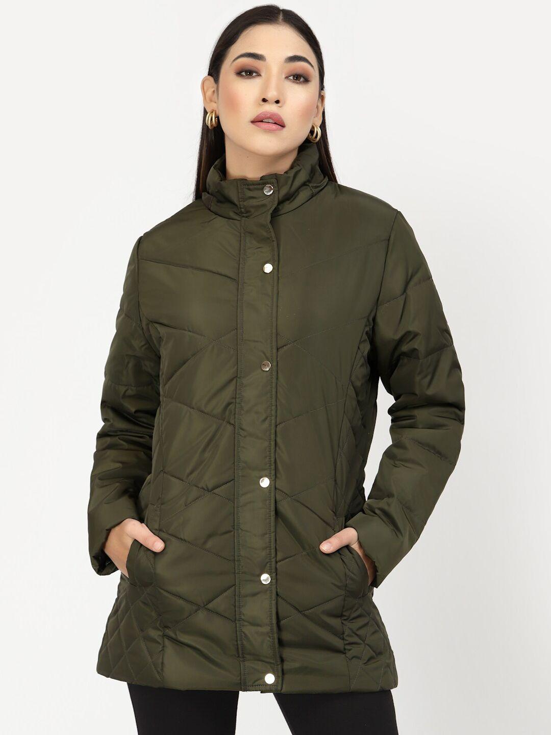 juelle women green longline padded jacket