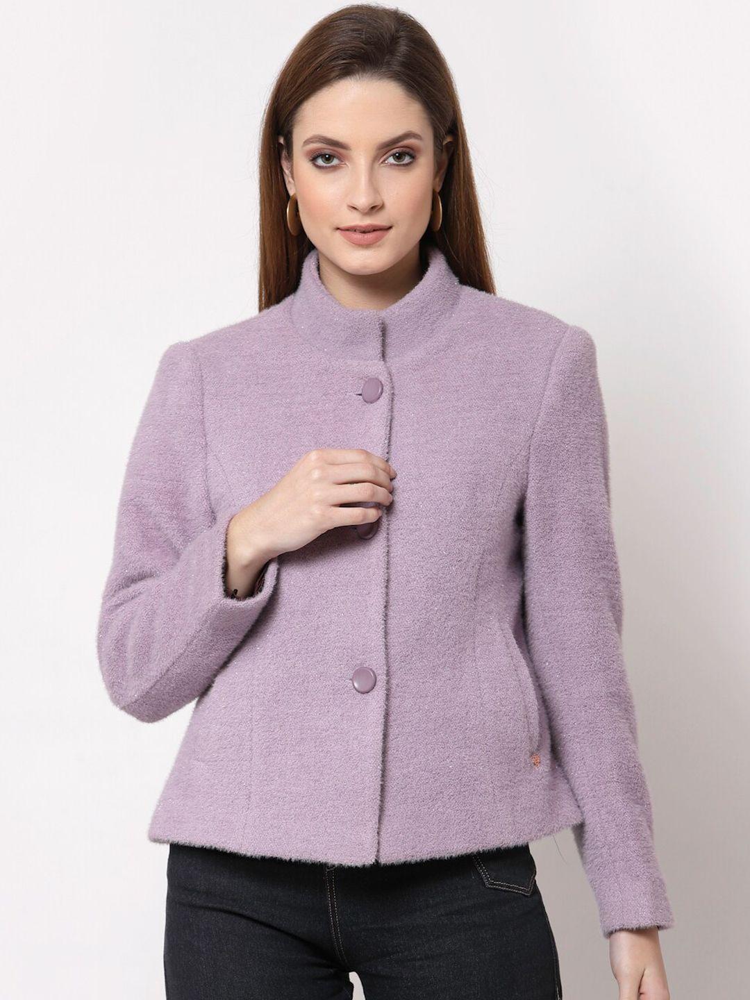 juelle women lavender-colored solid princess coat