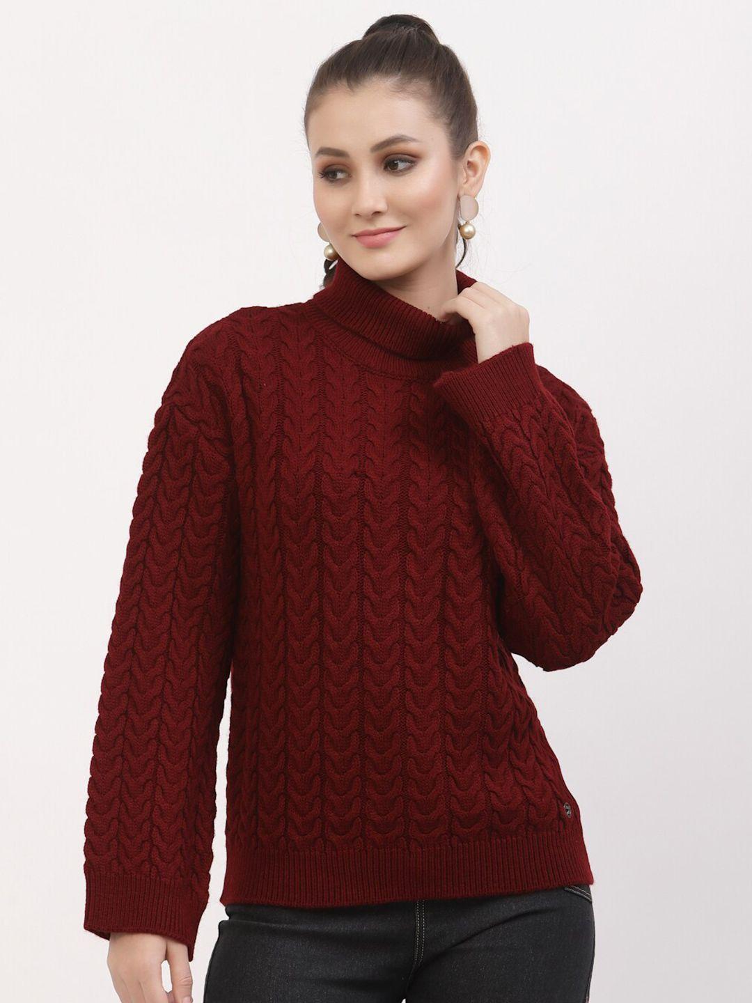 juelle women maroon cable knit pullover