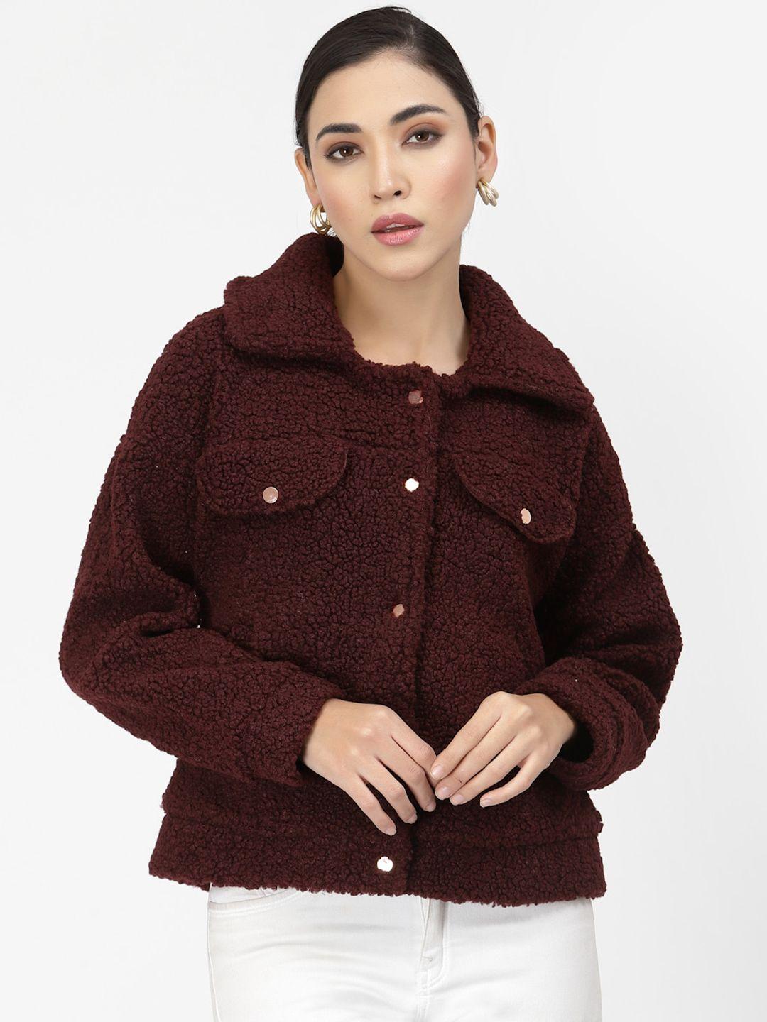 juelle women maroon long sleeves fleece sweatshirt