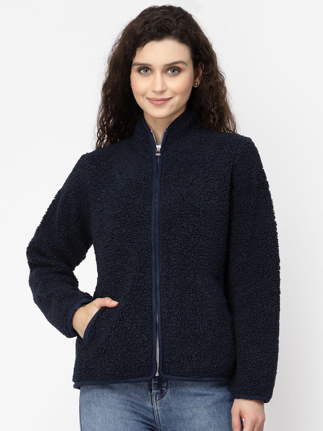 juelle women navy blue front-open sweatshirt