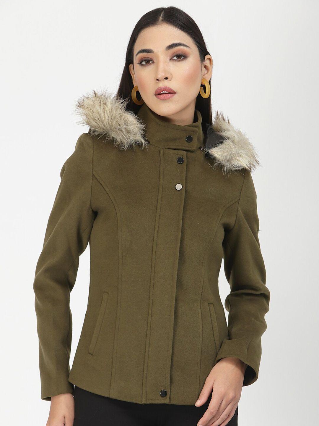 juelle women olive green hooded parka coat