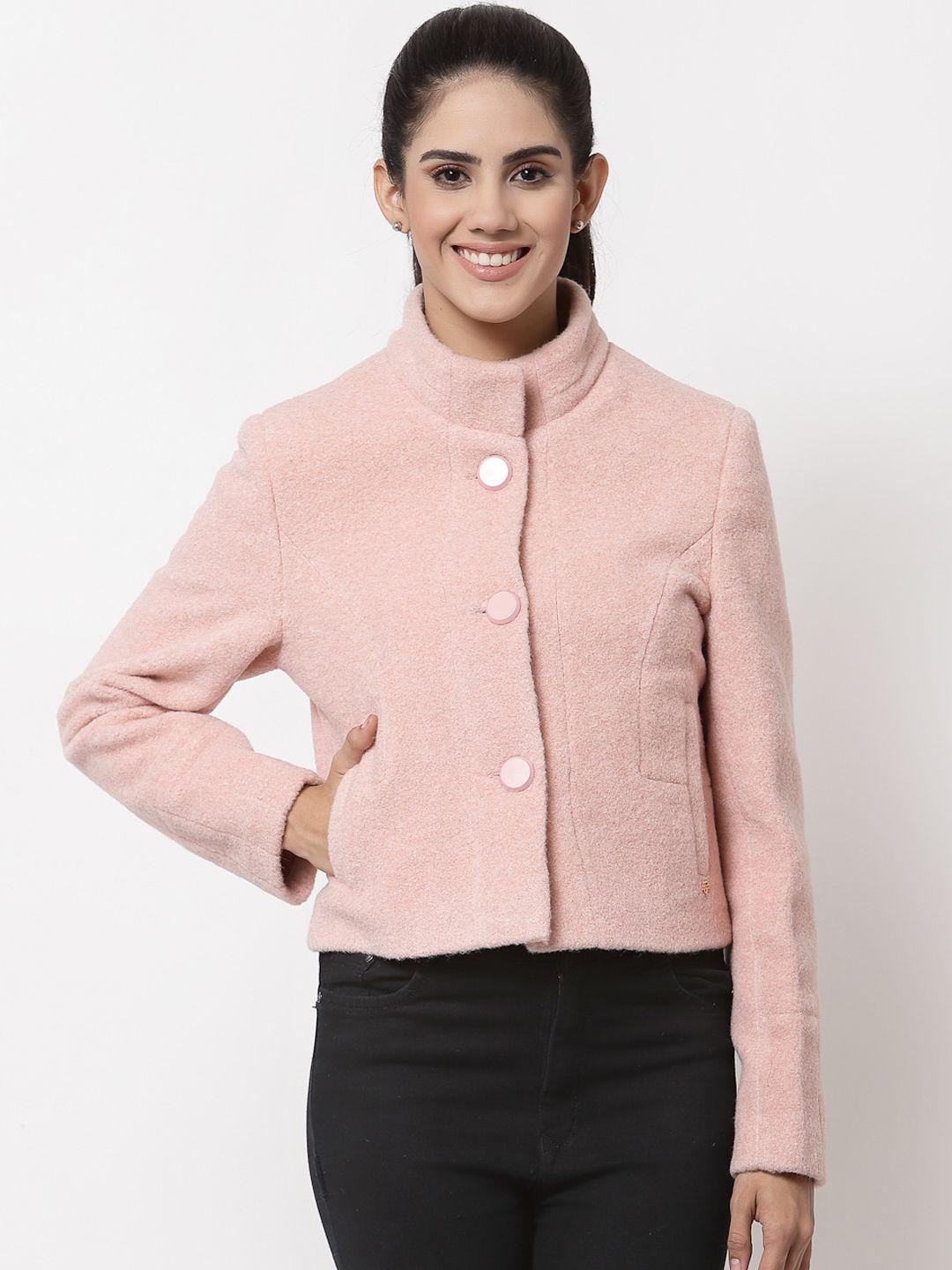 juelle women pink self design pea coat