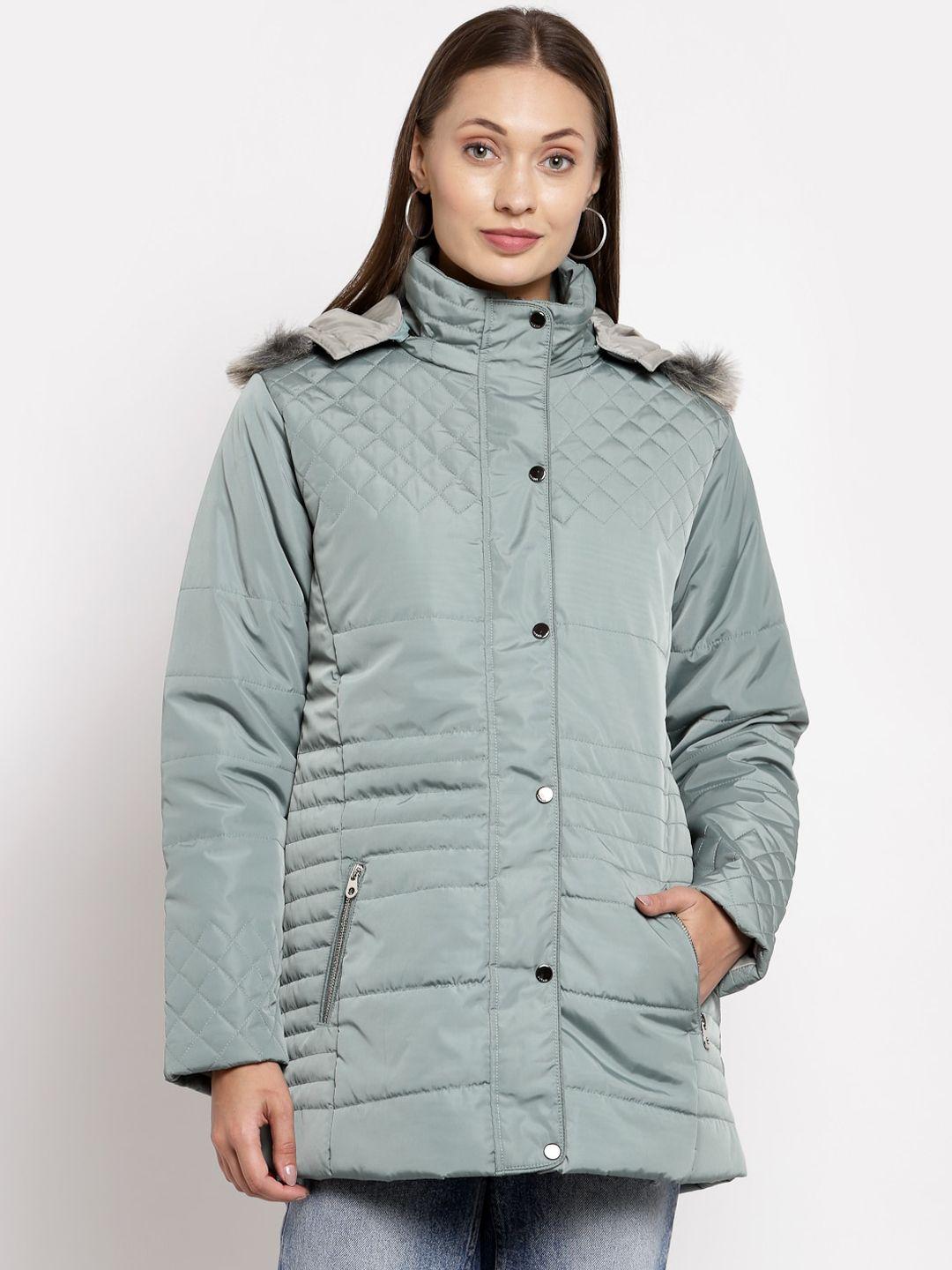 juelle women sea green longline parka jacket