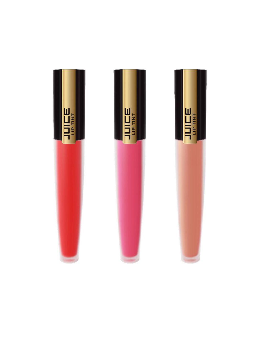 juice pack of 3 matte lip tint - smoky rose m-10 & perfect red m-25 & rosedew m-75