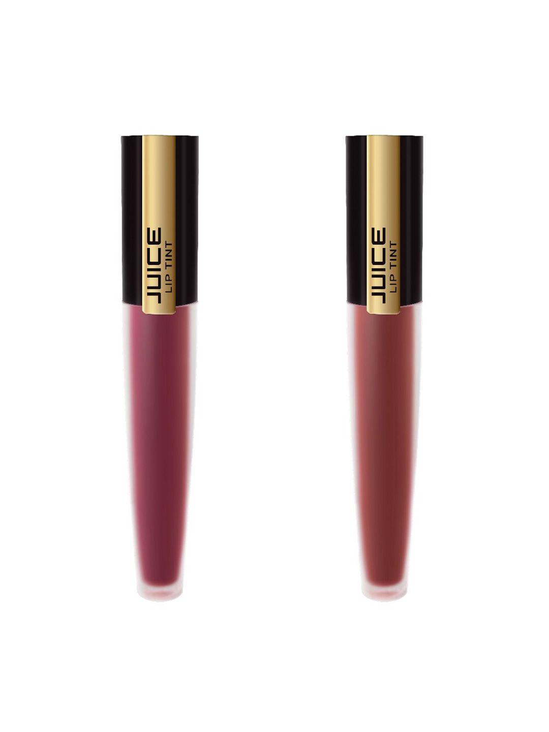 juice set of 2 matte lip tint - burgundy blush m-44 & delux cocolate m-73