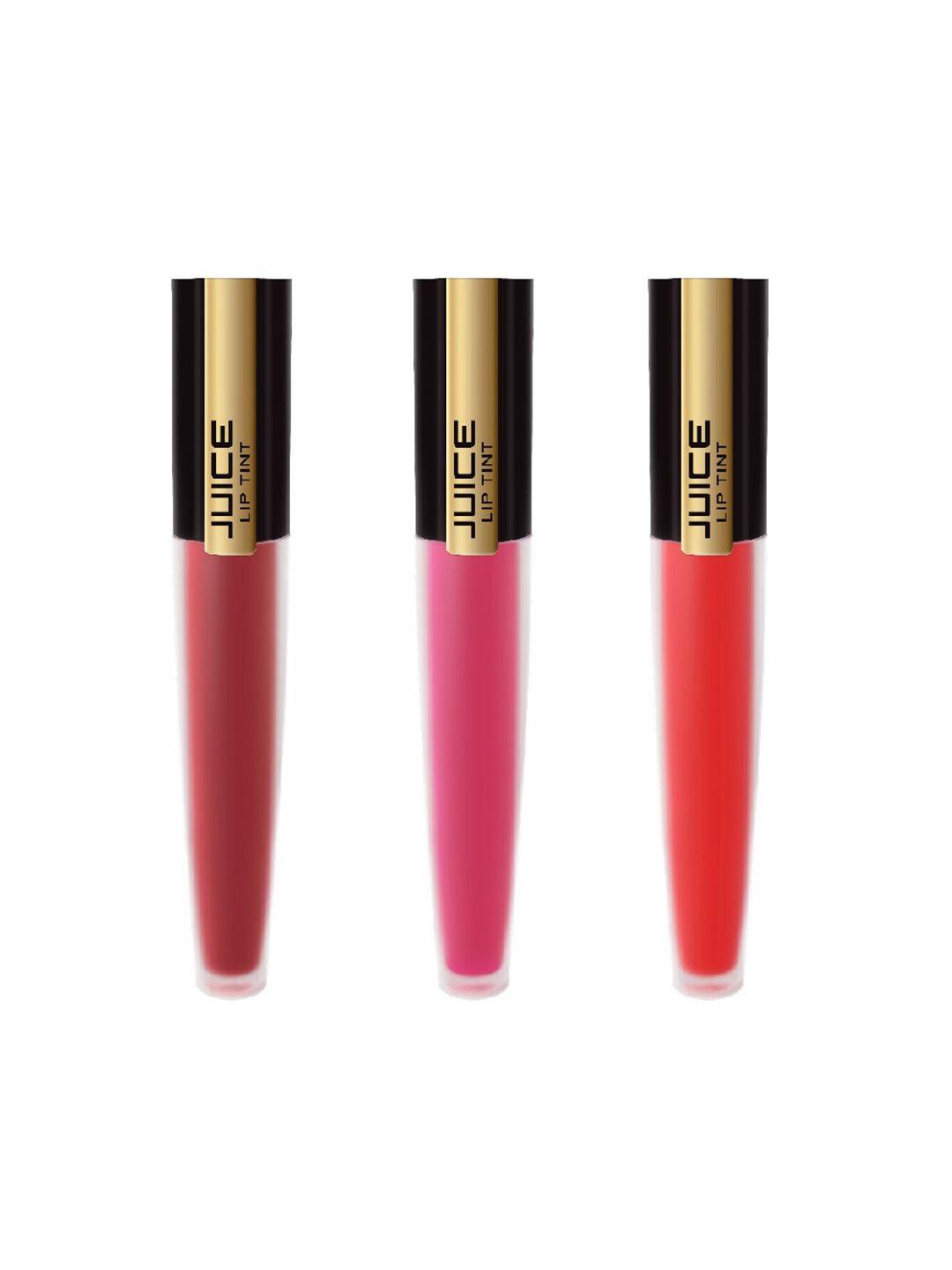 juice set of 3 matte lip tint - perfect red m-25 & burgundy blend m-41 & persian plum m-85