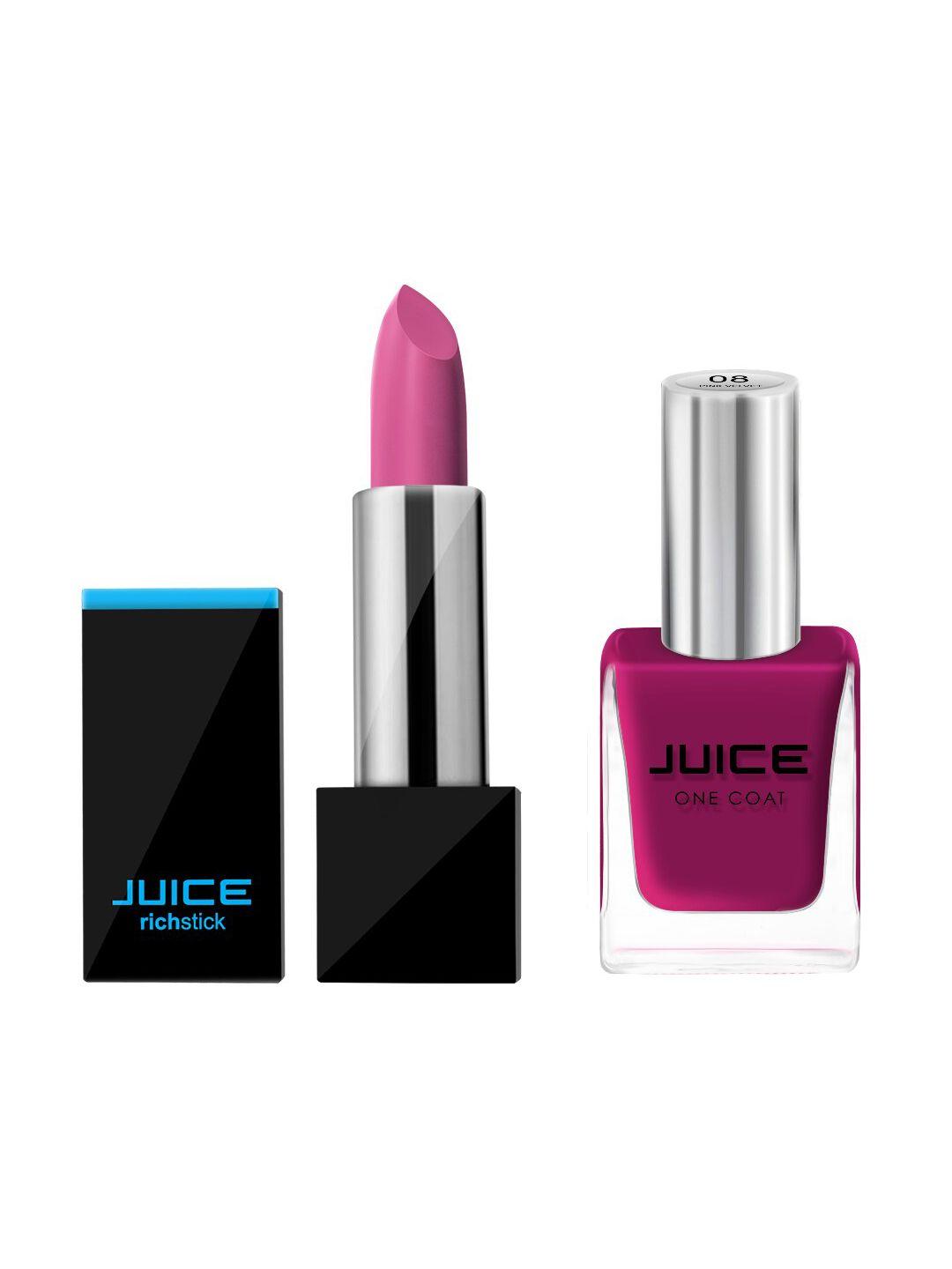 juice set of richstick lipstick - angel nude m90 & nail paint - pink velvet 08