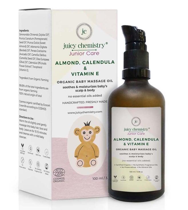 juicy chemistry organic almond calendula & vitamin e baby massage oil - 100 ml