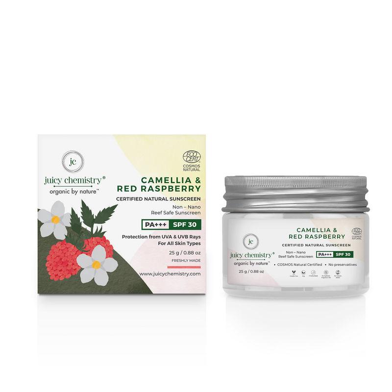 juicy chemistry camellia & red raspberry certified natural sunscreen