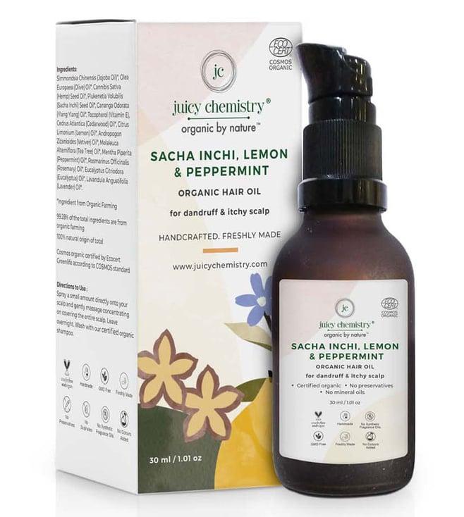 juicy chemistry organic sacha inchi lemon & peppermint hair oil - 30 ml