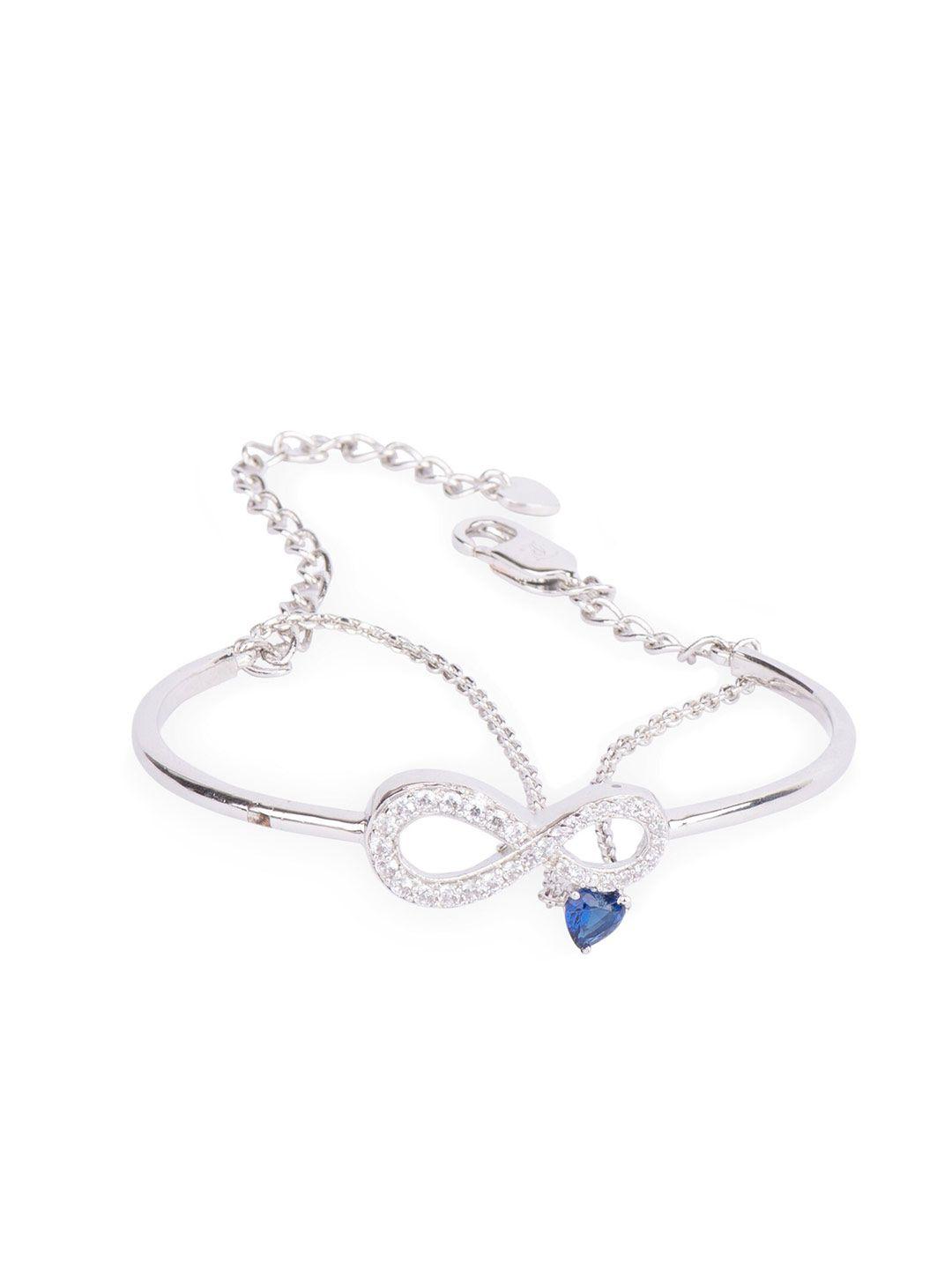 juicy couture women silver-toned & blue cubic zirconia charm bracelet