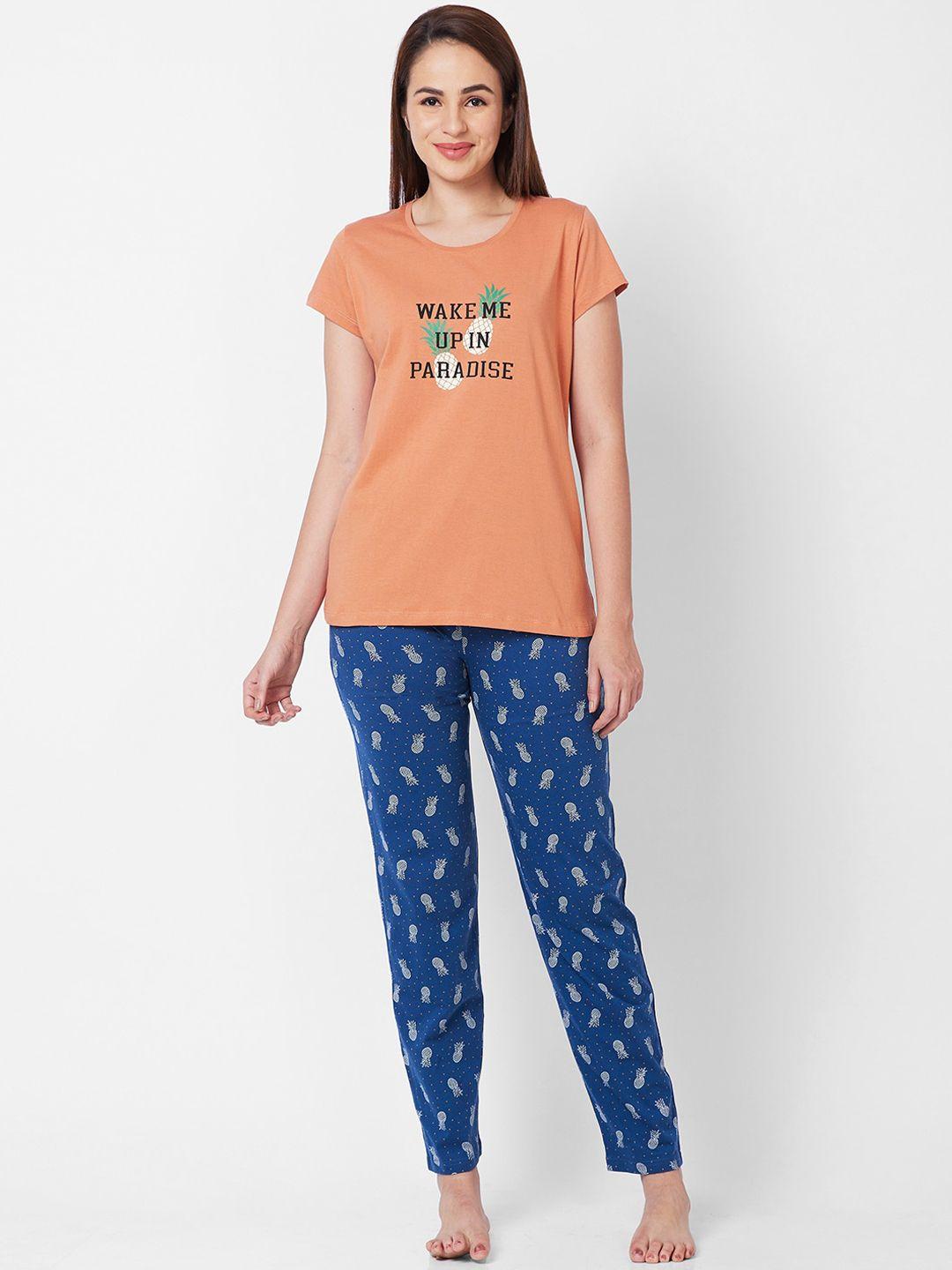 juliet typography printed pure cotton night suit
