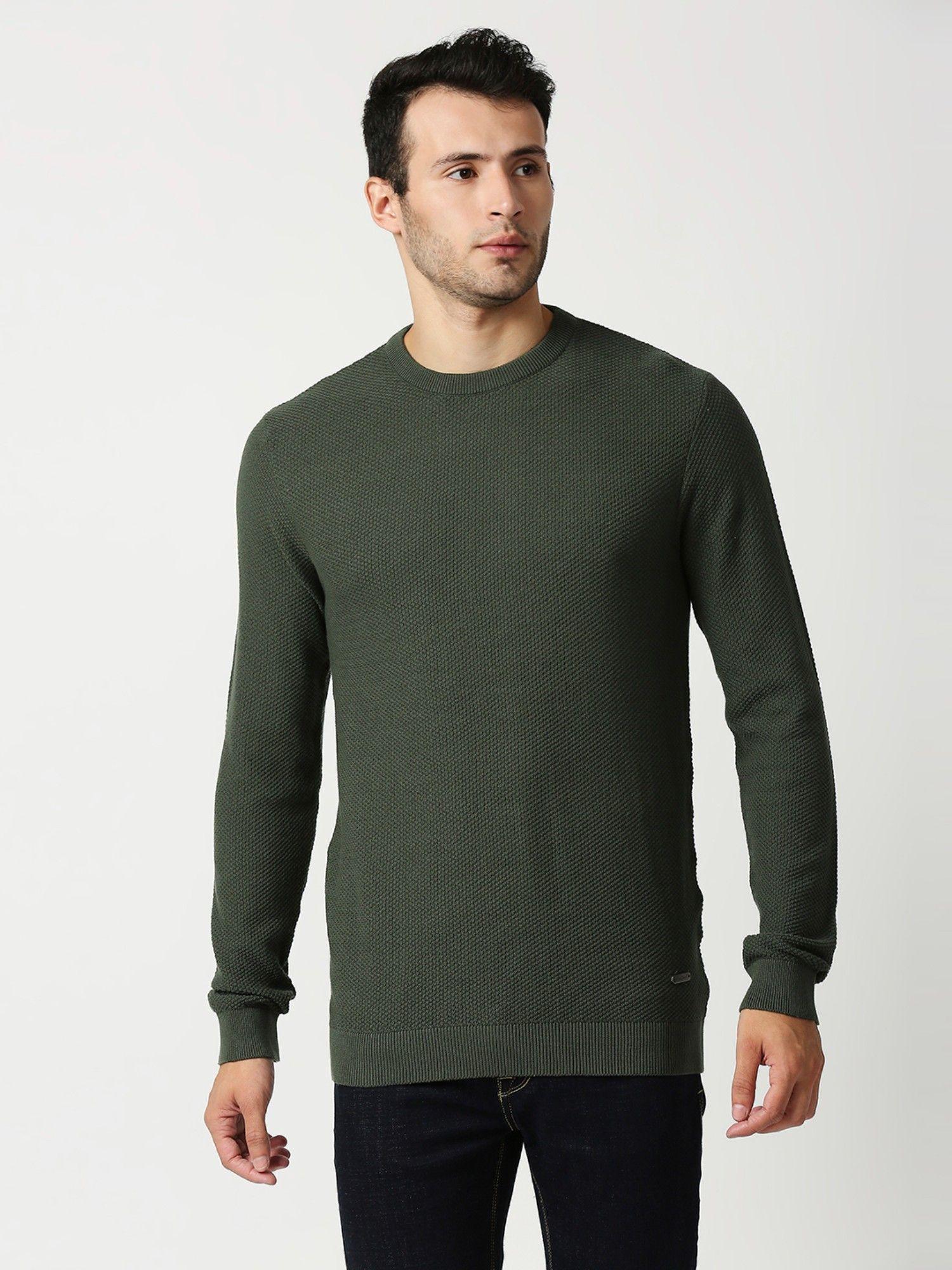 julio solid popcorn green sweater