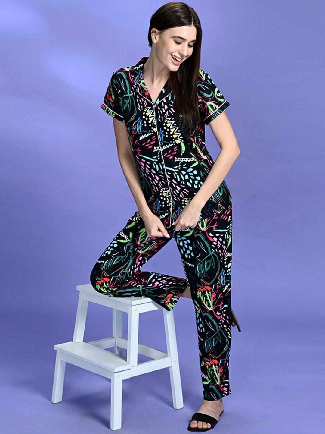 july abstract printed night suit