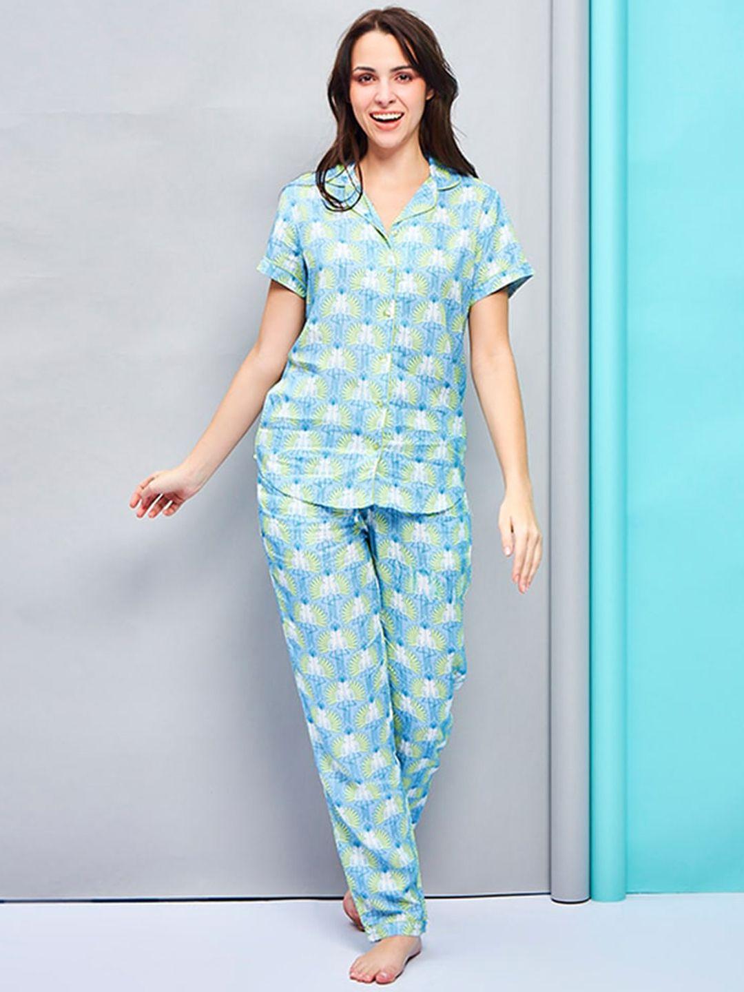 july ethnic motifs printed shirt & pyjama
