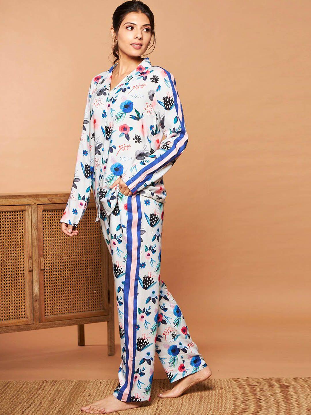 july floral printed night suit