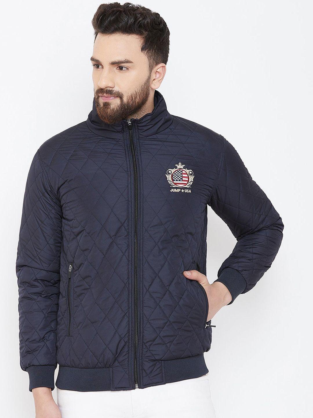 jump usa men navy blue quilted padded jacket