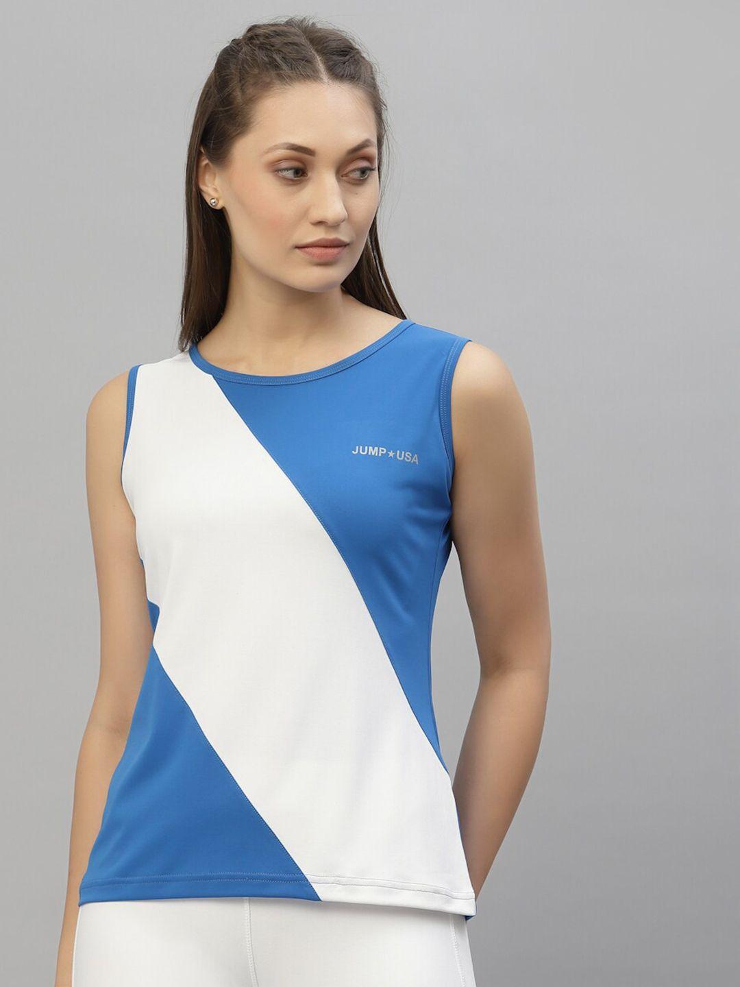 jump usa women colourblocked sleeveless t-shirt