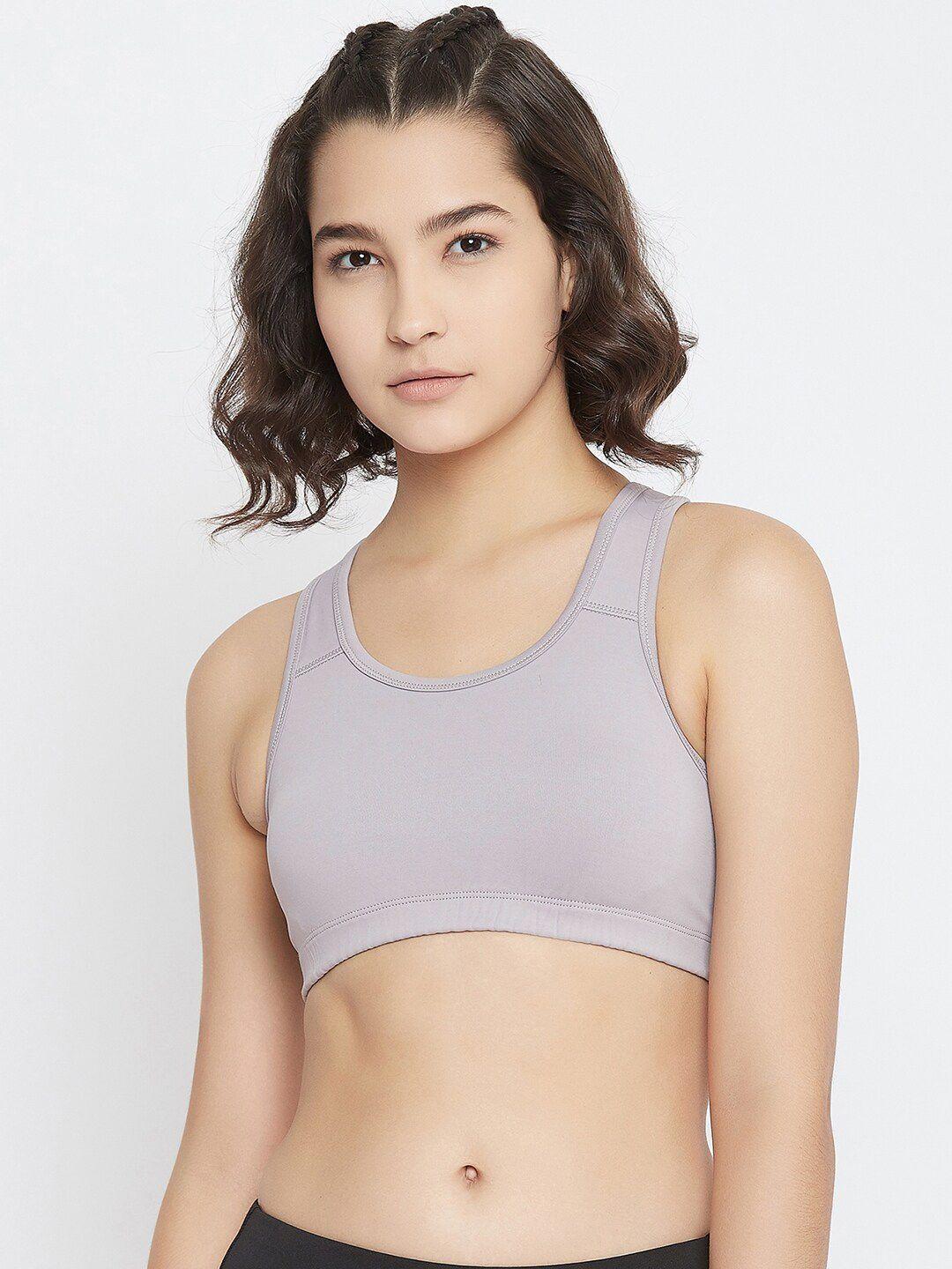 jump usa women grey solid non wired non padded sports bra