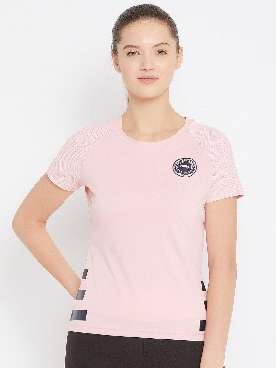 jump usa women pink dyed round neck t-shirt