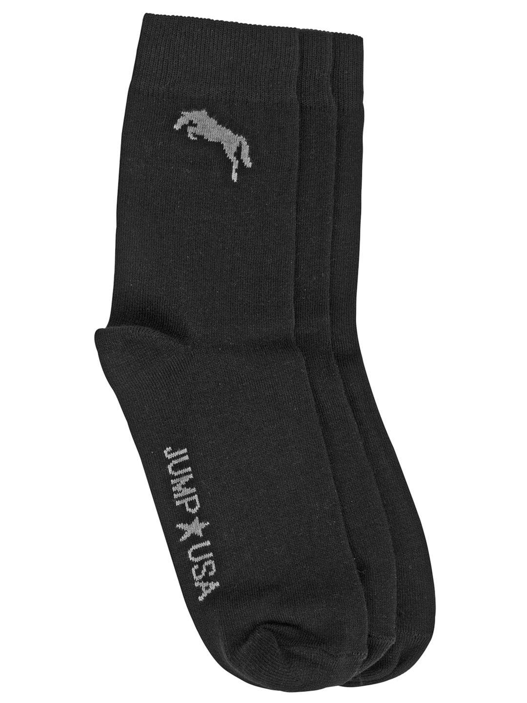 jump usa men black pack of 3 calf length socks