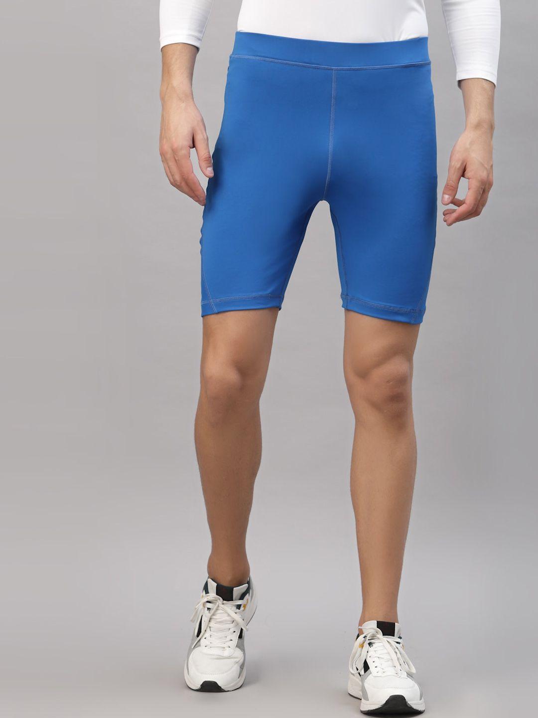 jump usa men blue solid rapid dry-fit training short tights