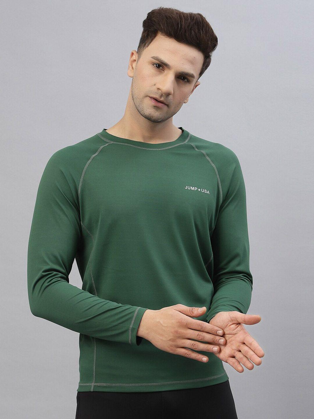 jump usa men green polo collar t-shirt