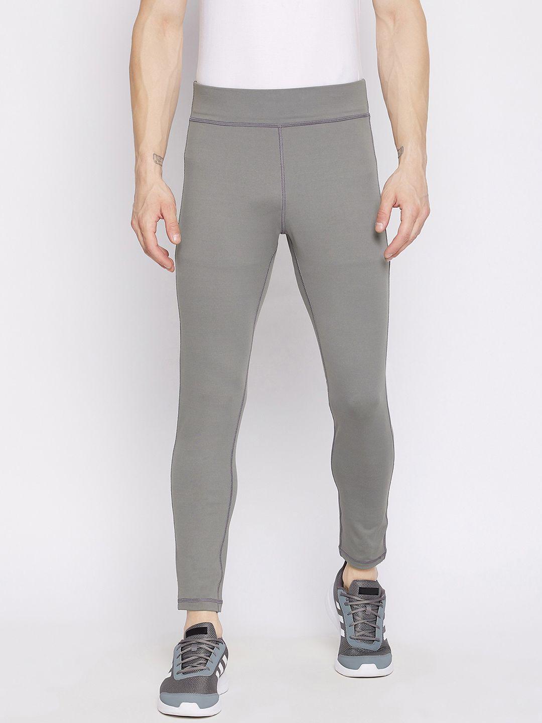 jump usa men grey solid active wear tights