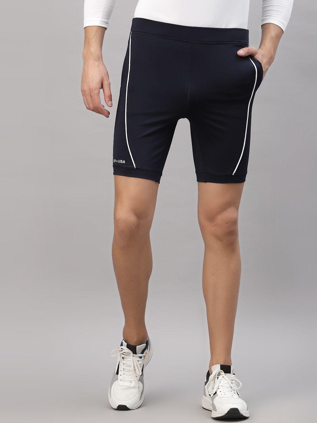 jump usa men navy blue dry-fit short tights