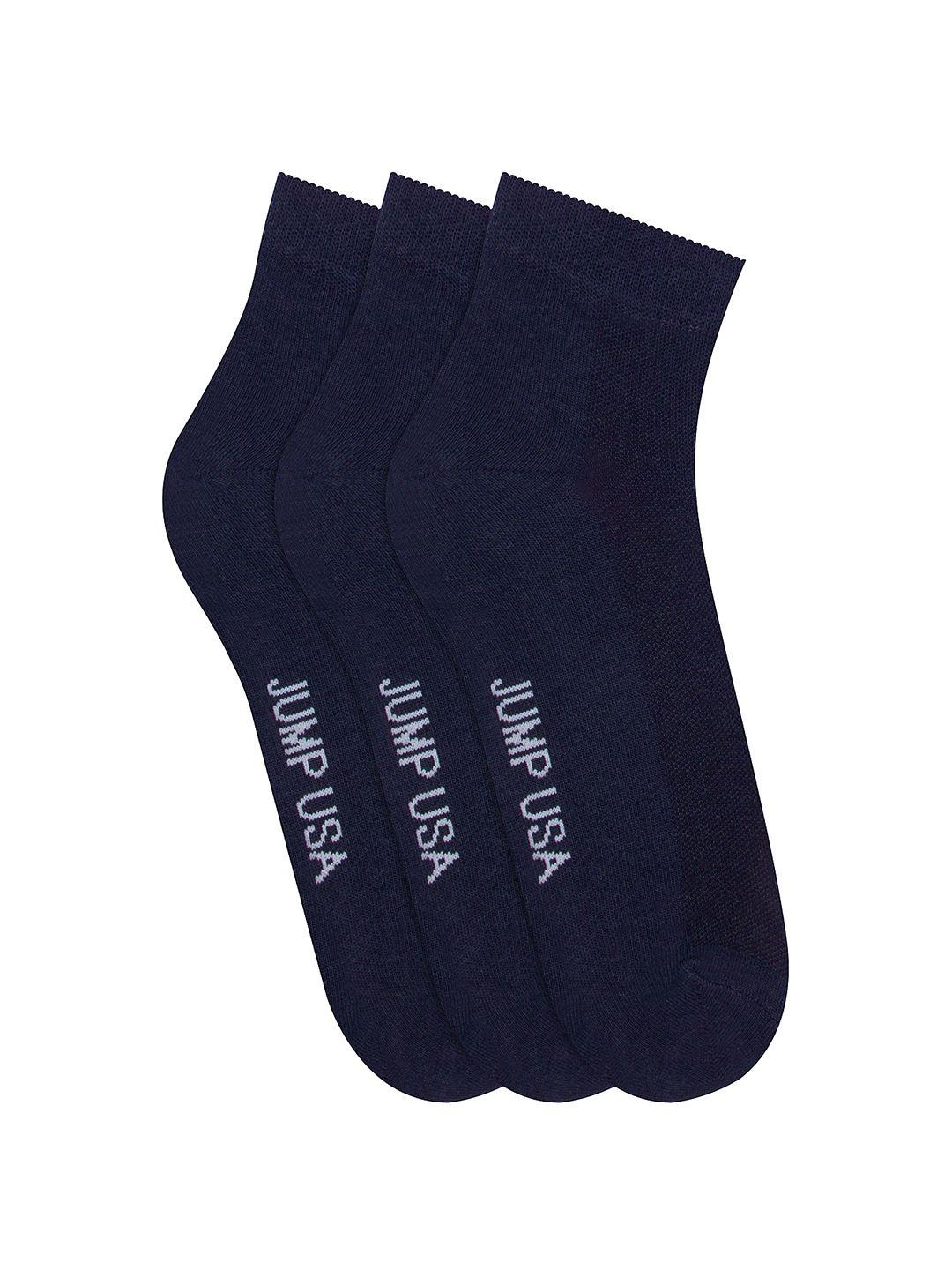 jump usa men navy blue pack of 3 ankle length socks