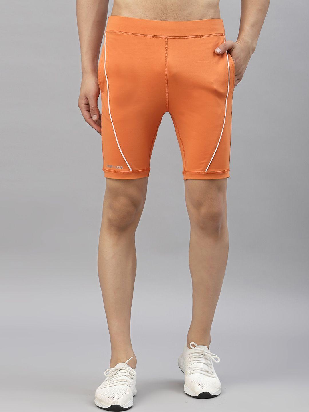 jump usa men orange  rapid dry-fit sports shorts tights