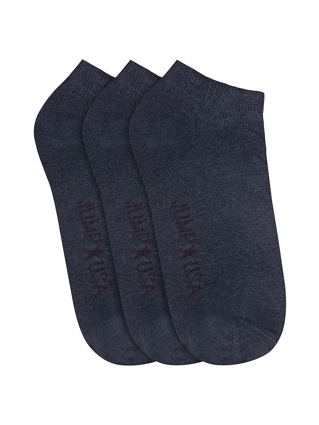 jump usa men pack of 3 navy blue solid ankle length socks