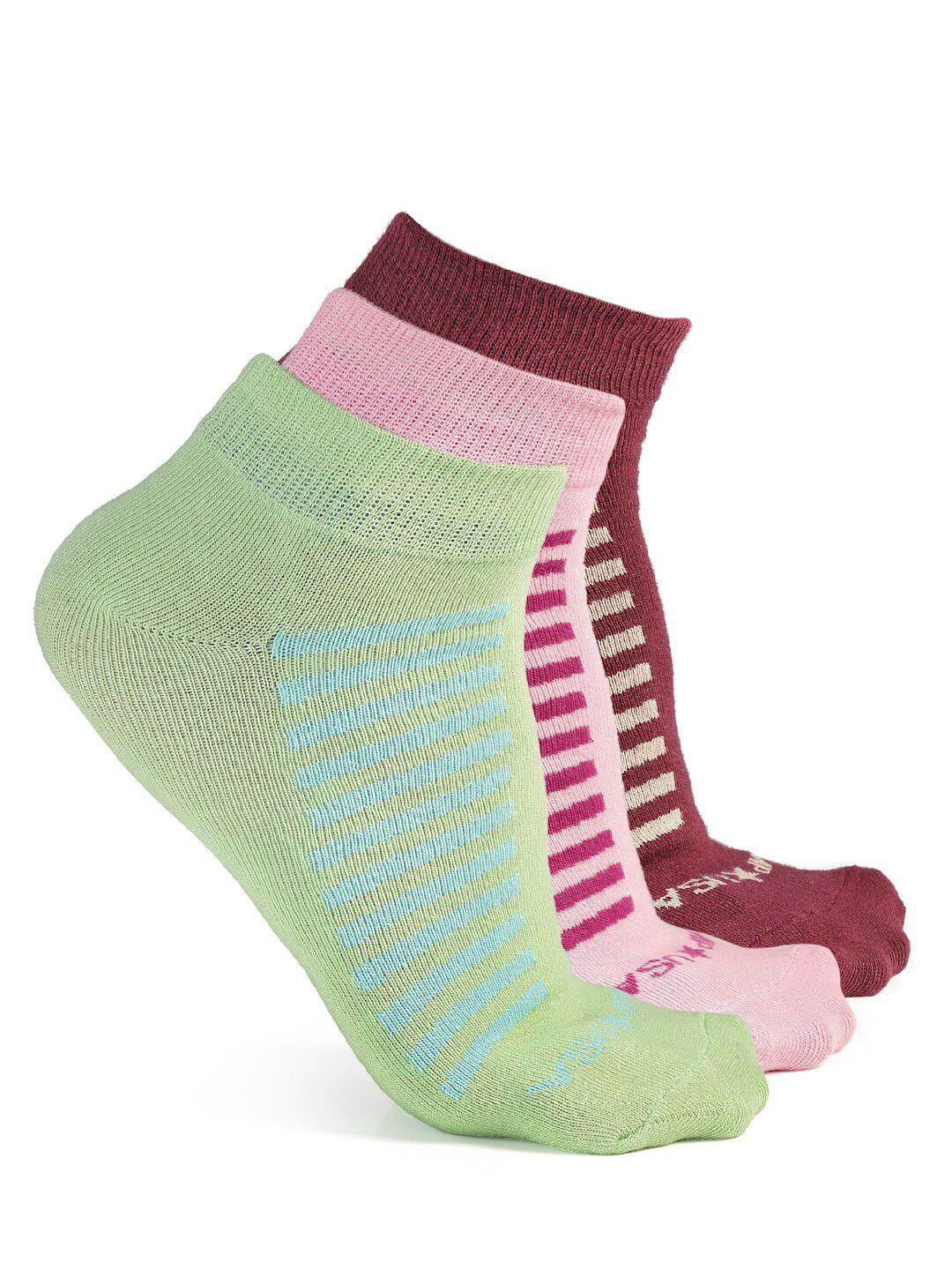 jump usa men pack of 3 pink & green ankle length socks