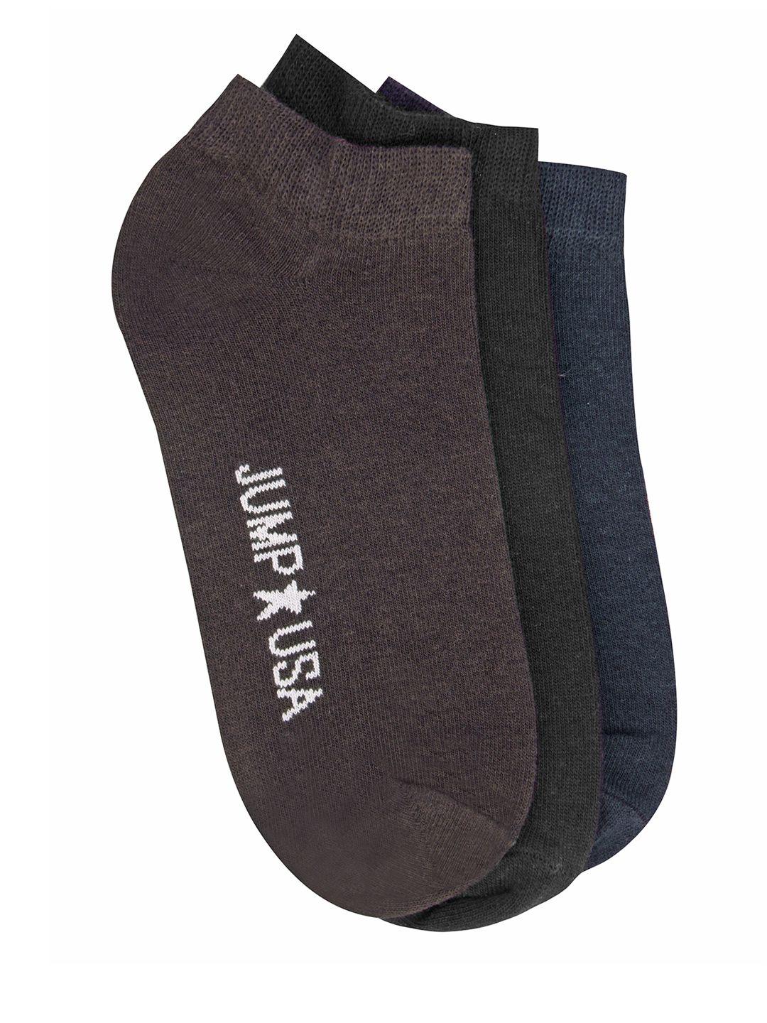 jump usa men pack of 3 solid ankle-length socks