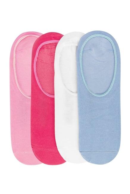 jump usa white & pink cotton shoeliner socks - pack of 4