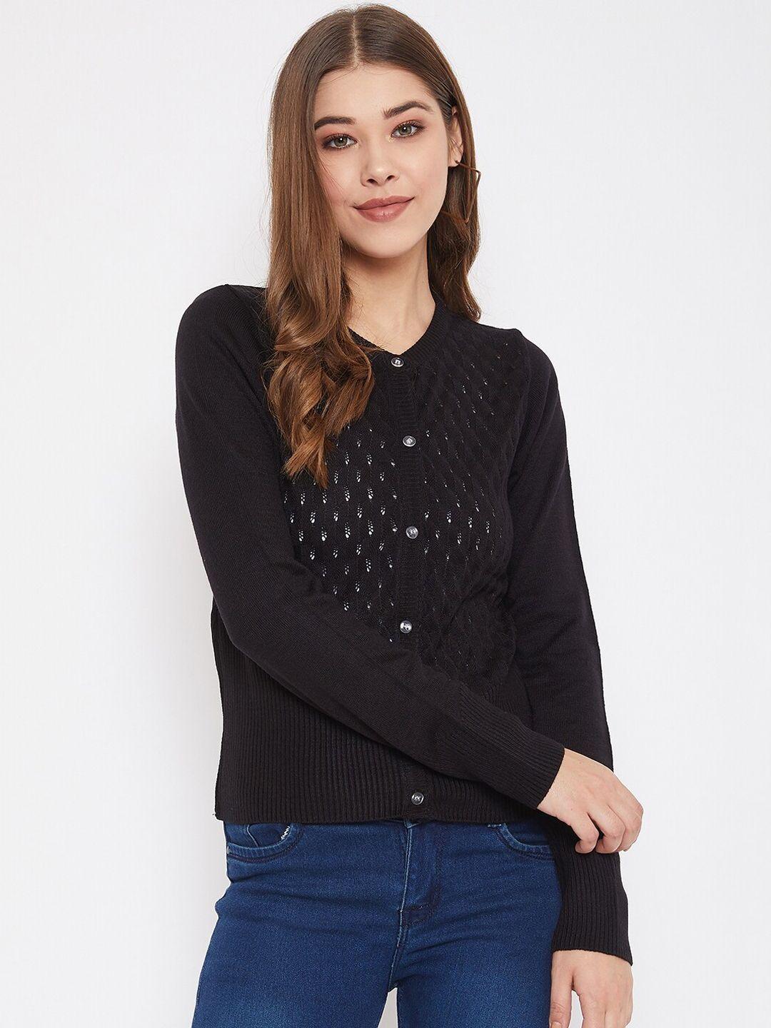 jump usa women black self-design cardigan