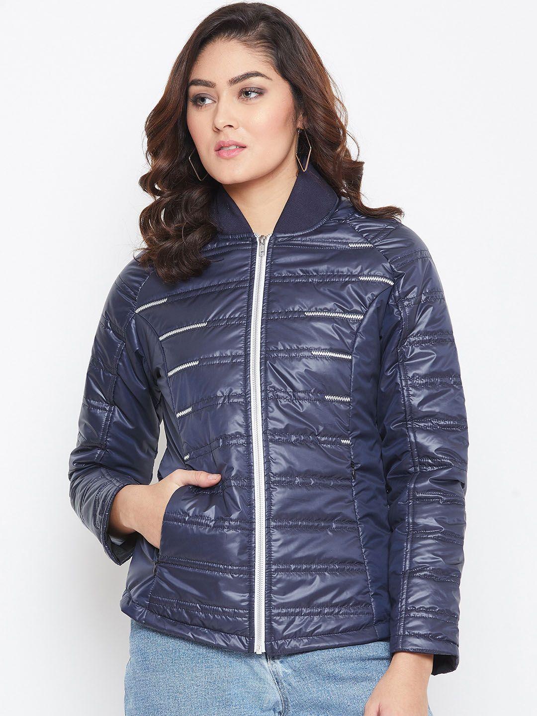 jump usa women blue solid puffer jacket