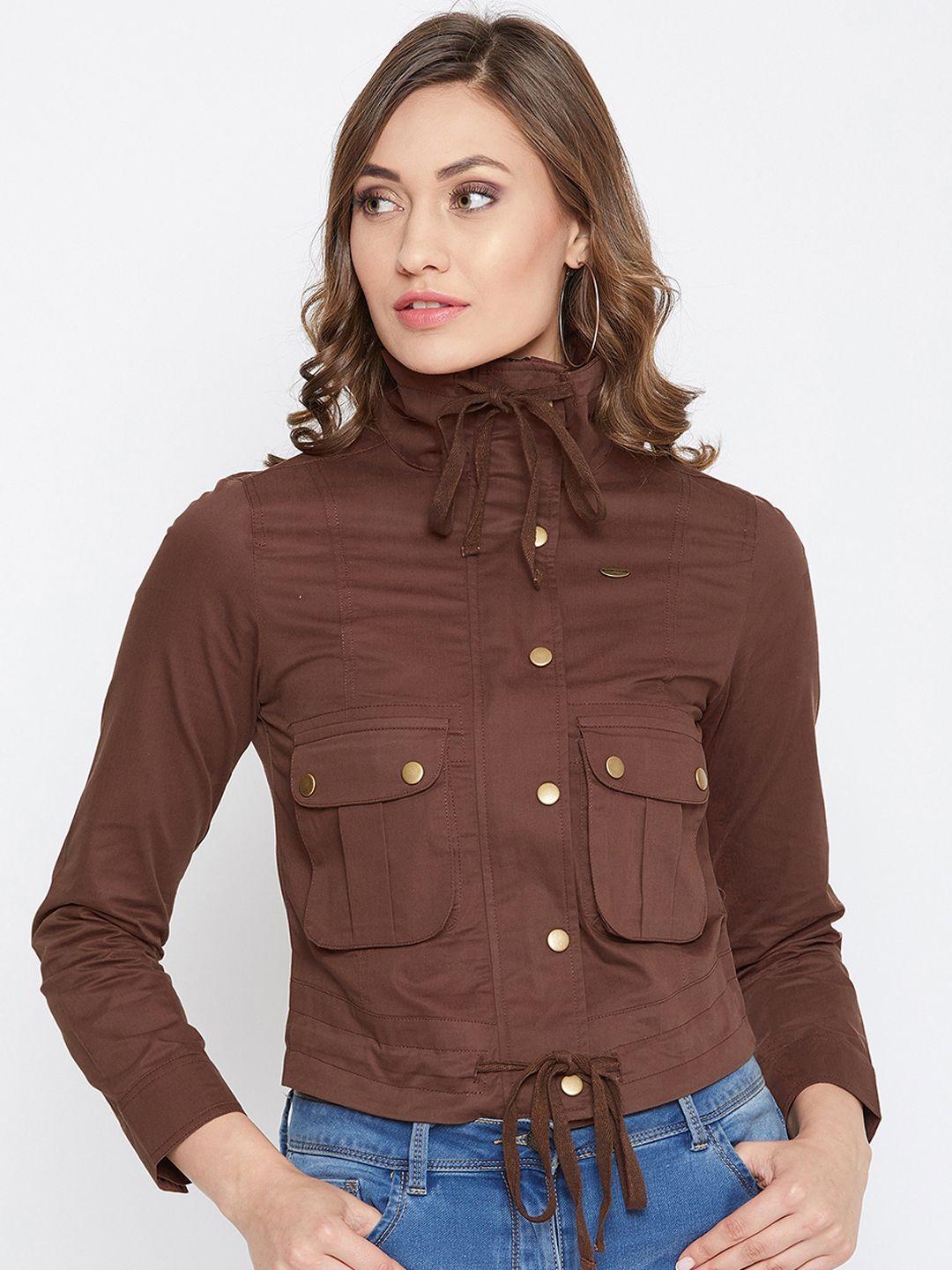 jump usa women brown solid lightweight tailored jacket