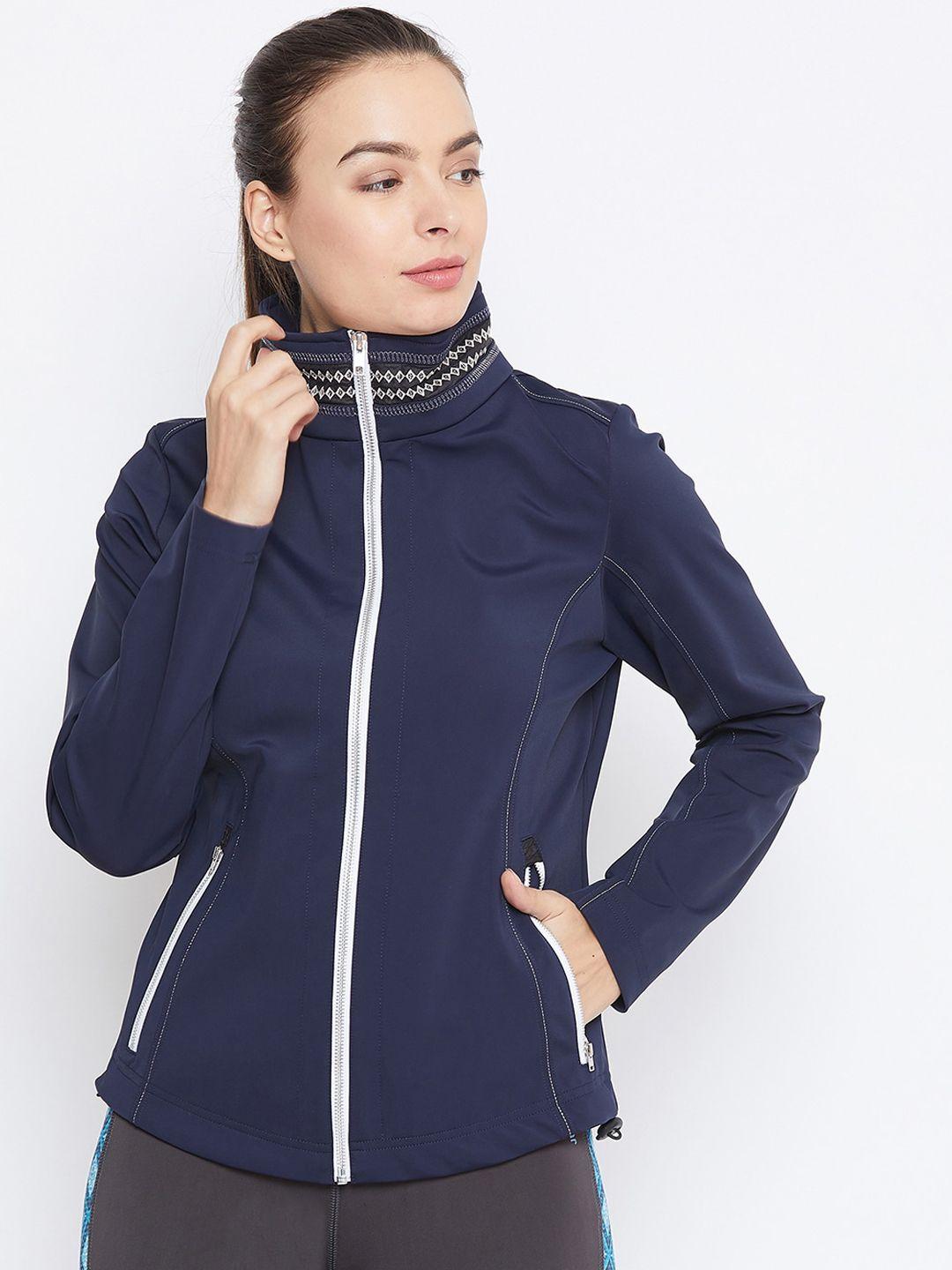 jump usa women navy blue solid sporty jacket