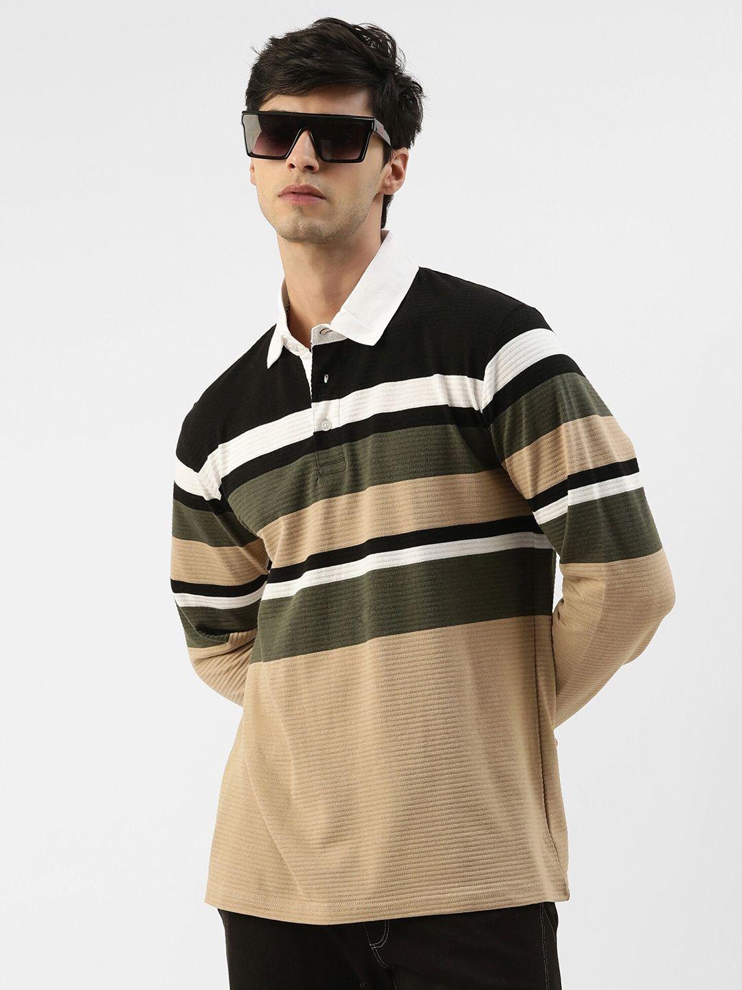 jumpcuts striped polo collar slim fit t-shirt