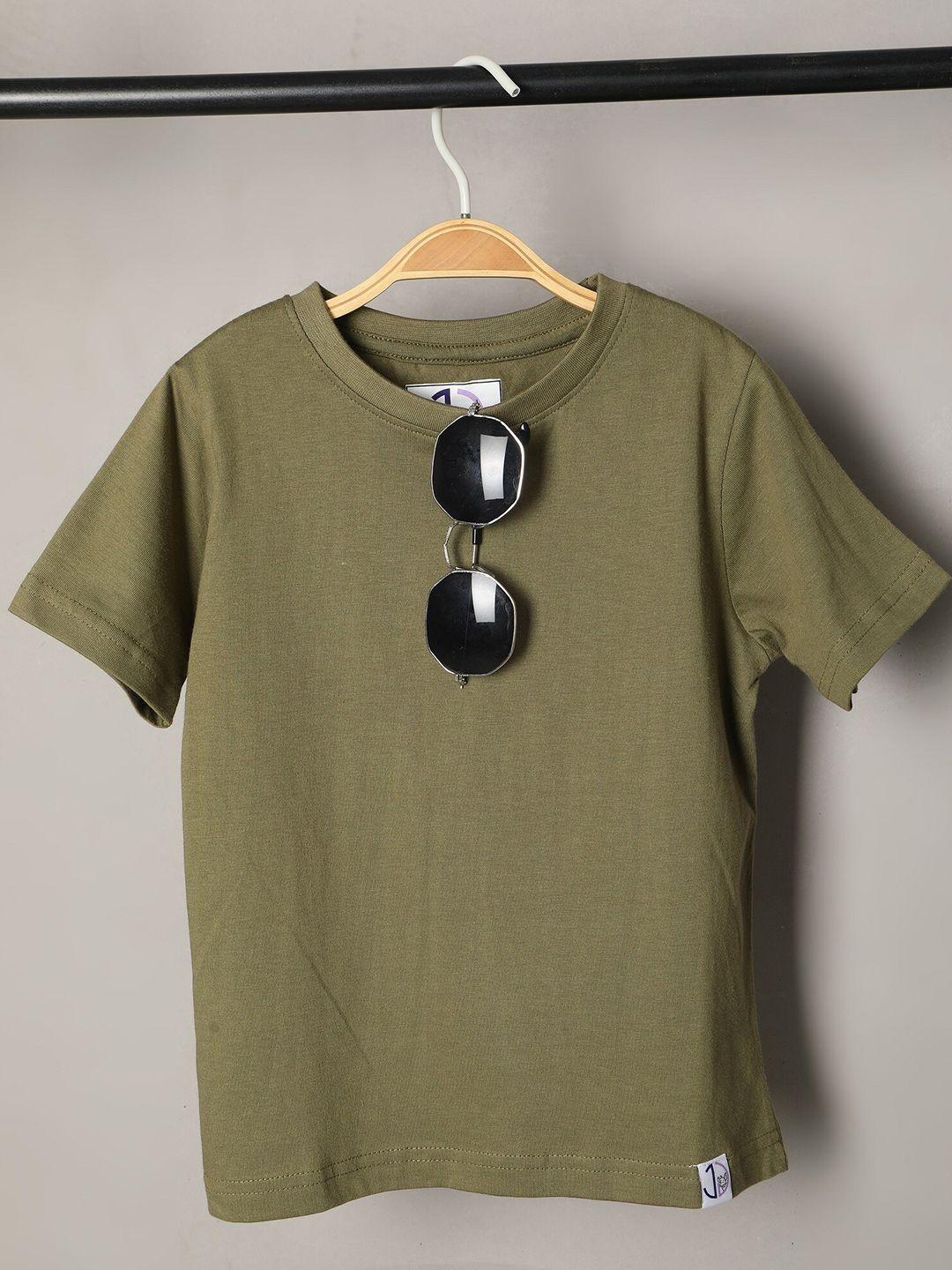 jumping joey boys olive green pure cotton t-shirt
